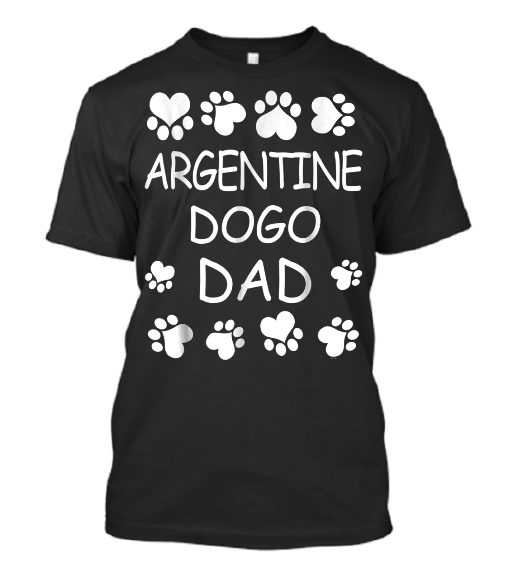 Argentine Dogo Dad Paw Prints Hearts Christmas Birthday Lovers T-Shirt