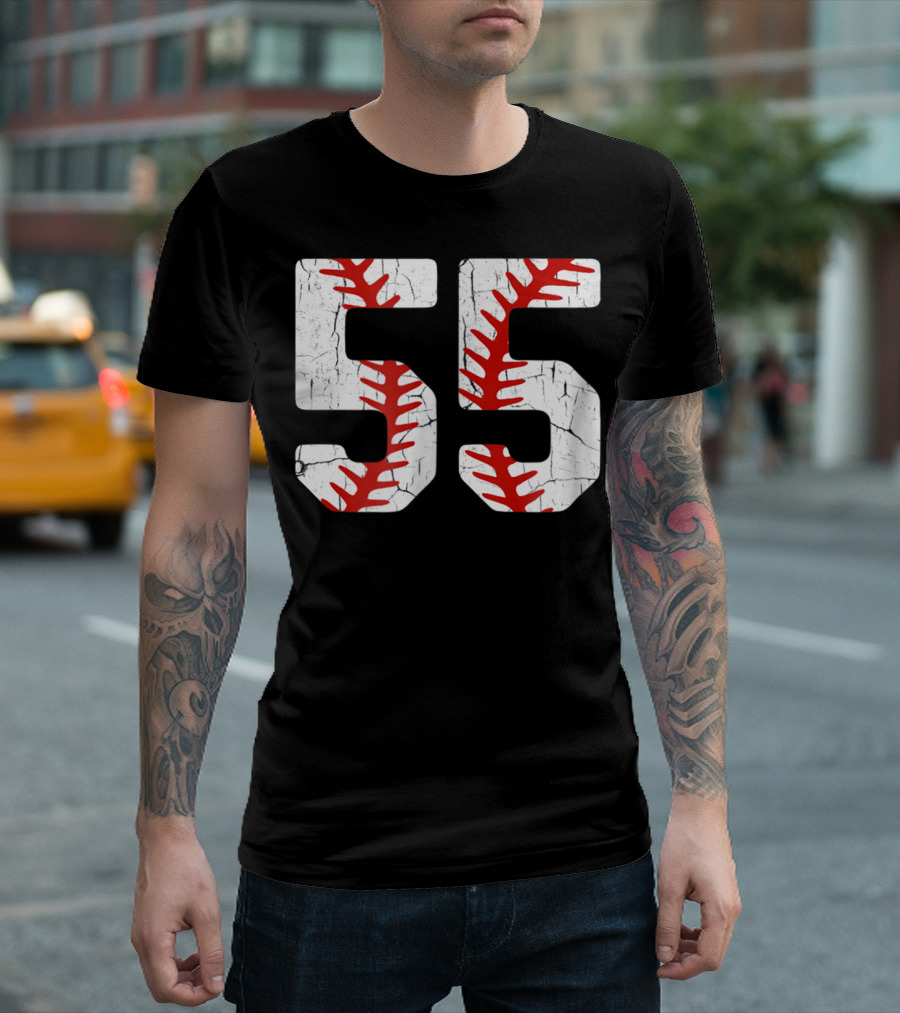Baseball Player Jersey Number 55 Proud Baseball MOM DAD38 T-Shirt