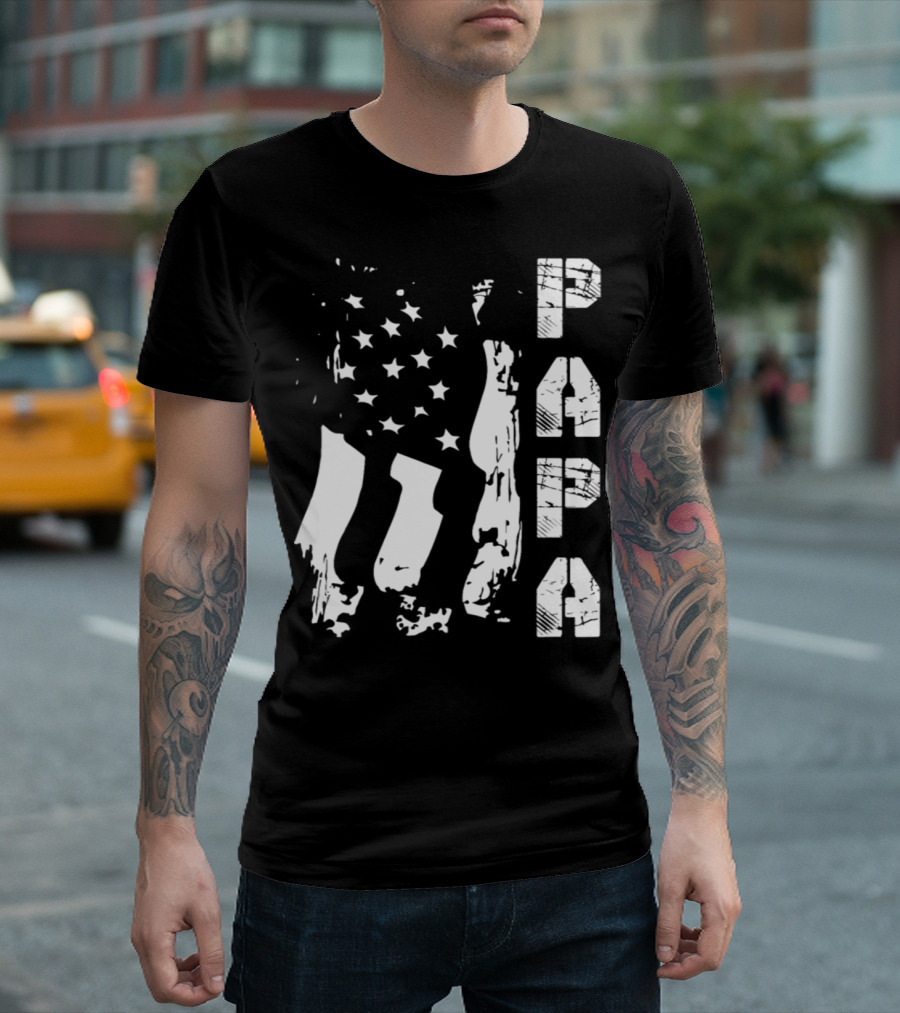 Papa Flag Father's Day S61 USA T-Shirt