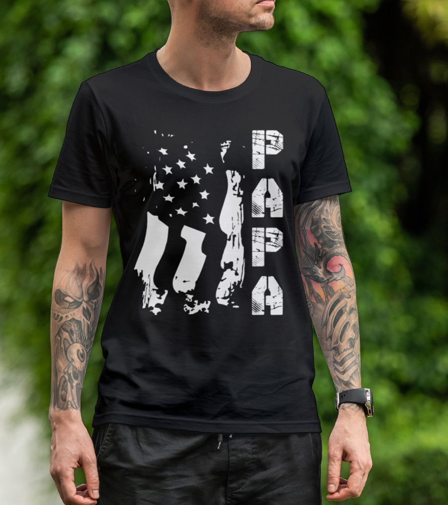 Papa Flag Father's Day S61 USA T-Shirt