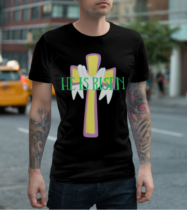 Easter He Is Risen Christian Cross Jesus Pastor Dad51 T-Shirt