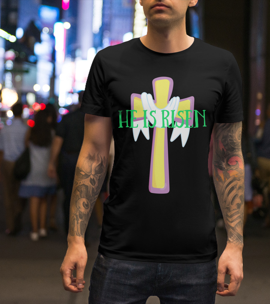 Easter He Is Risen Christian Cross Jesus Pastor Dad51 T-Shirt
