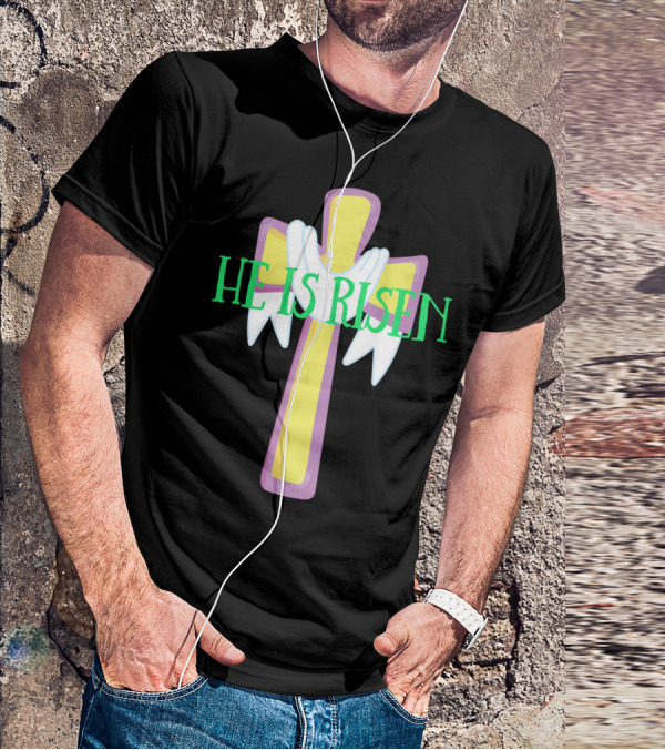 Easter He Is Risen Christian Cross Jesus Pastor Dad51 T-Shirt