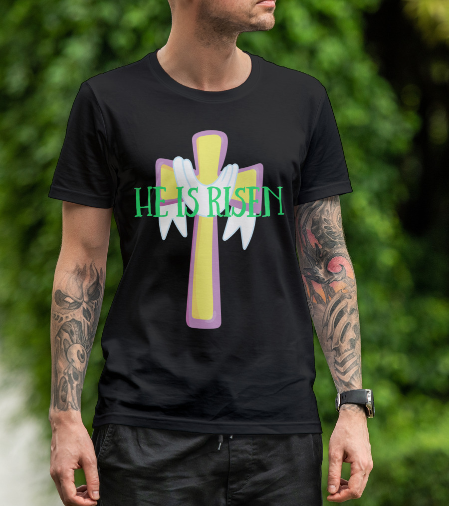 Easter He Is Risen Christian Cross Jesus Pastor Dad51 T-Shirt