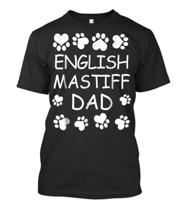English Mastiff Dad Paw Print Heart T-Shirt
