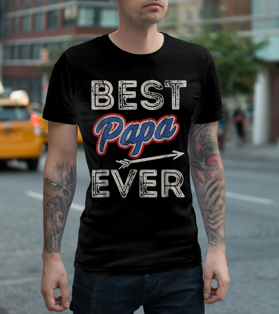 Best Papa Ever Puerto Rico Dad Retro Arrow T-Shirt