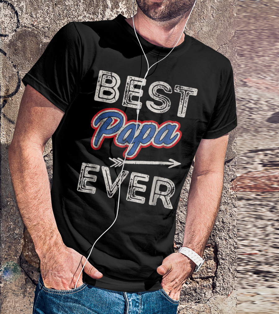 Best Papa Ever Puerto Rico Dad Retro Arrow T-Shirt