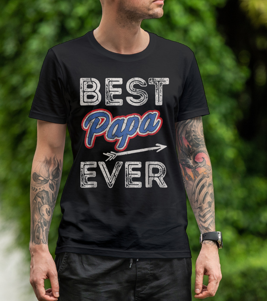 Best Papa Ever Puerto Rico Dad Retro Arrow T-Shirt
