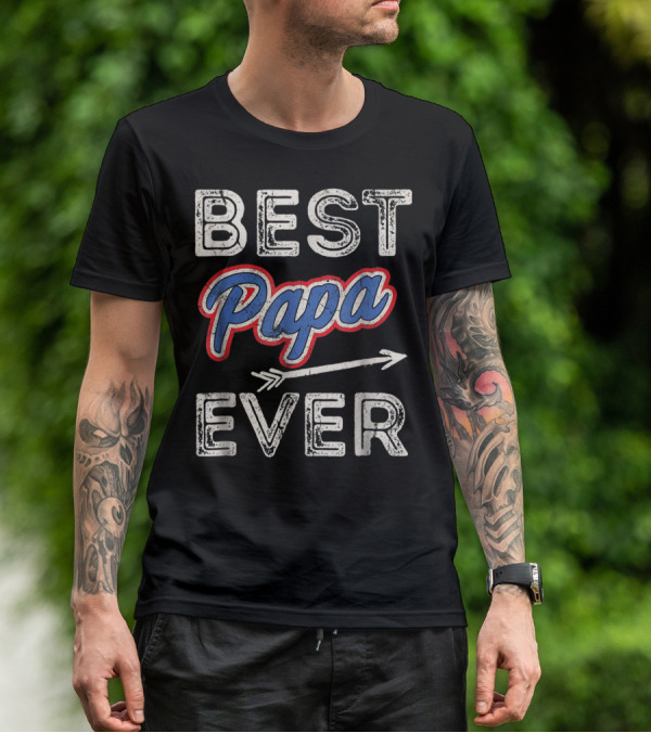 Best Papa Ever Puerto Rico Dad Retro Arrow T-Shirt