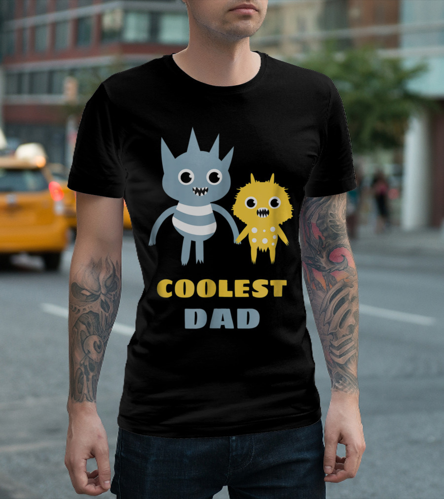 Coolest Dad Funny Monster Creatures Holding Hands T-Shirt