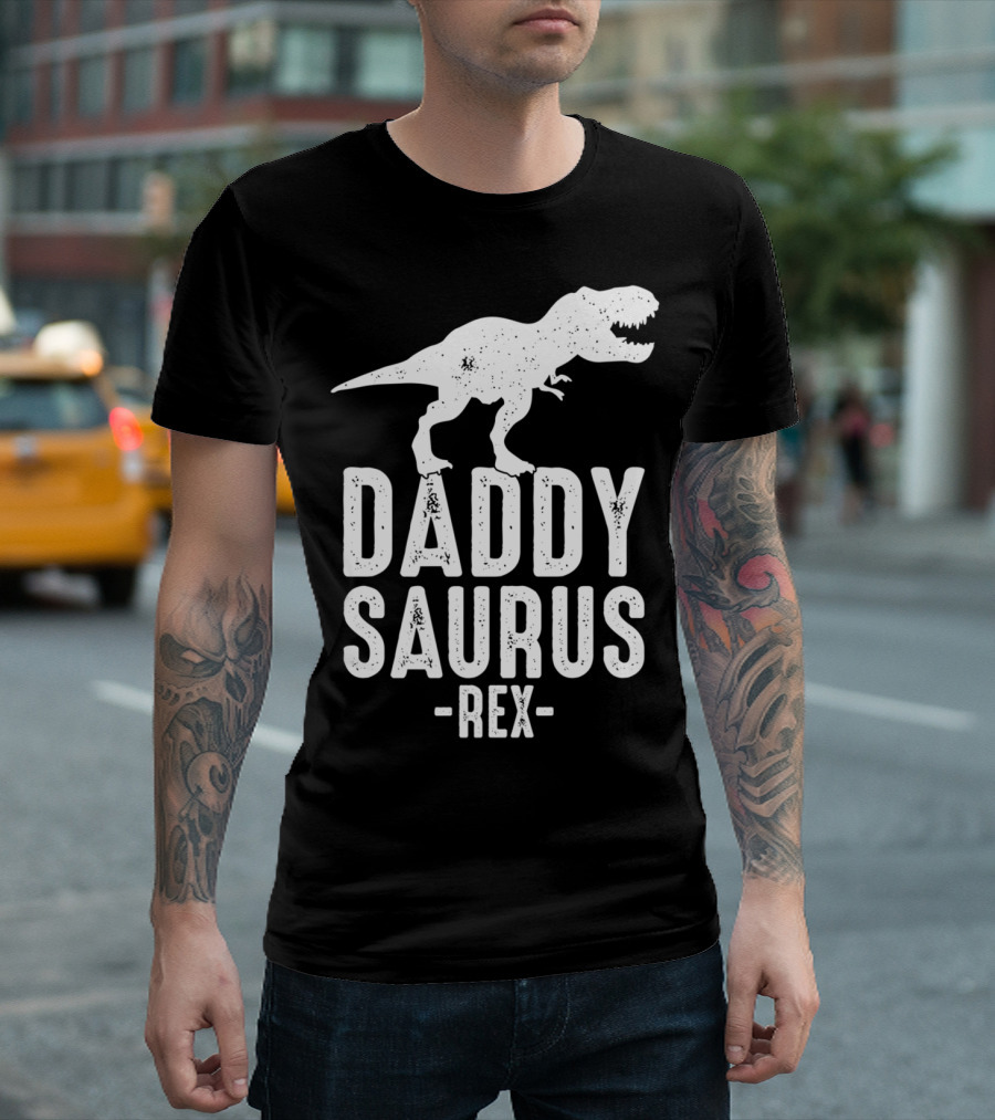 Daddysaurus Rex Daddy Dinosaur Pun T-Shirt