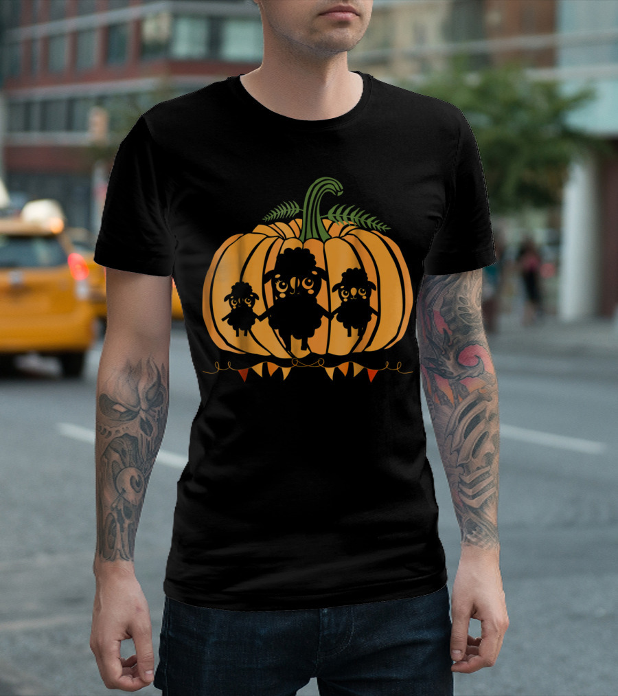 Cute Sheep Family Halloween Pumpkin Dad Mom85 T-Shirt