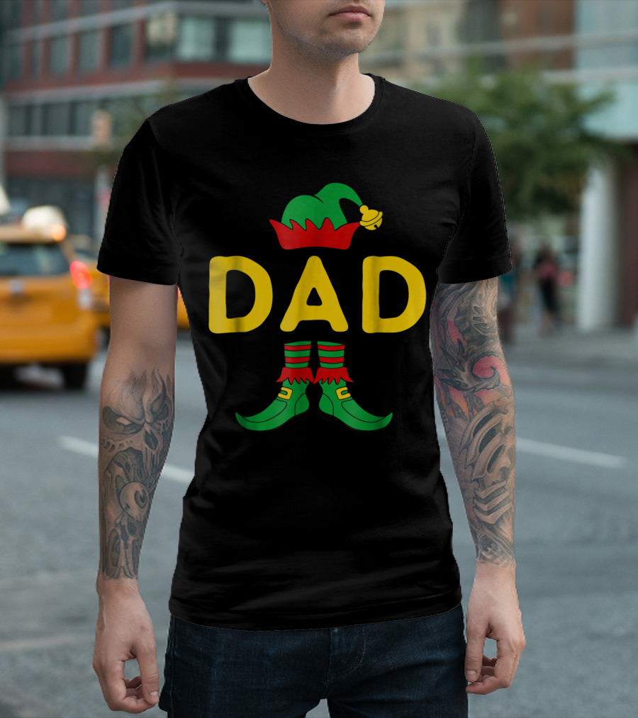 Dad Elf Christmas Hat and Shoes T-Shirt