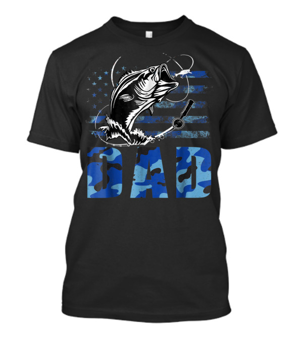 Dad Fishing Camouflage USA Flag T-Shirt