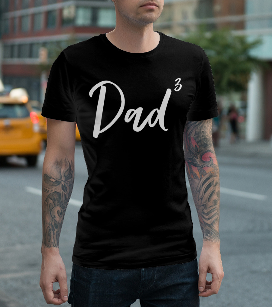 Dad Cubed Vintage Funny Witty Daddy Times Three T-Shirt