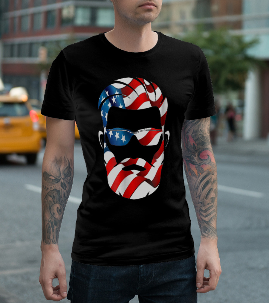 Bearded Dad US Flag Independence Day T-Shirt