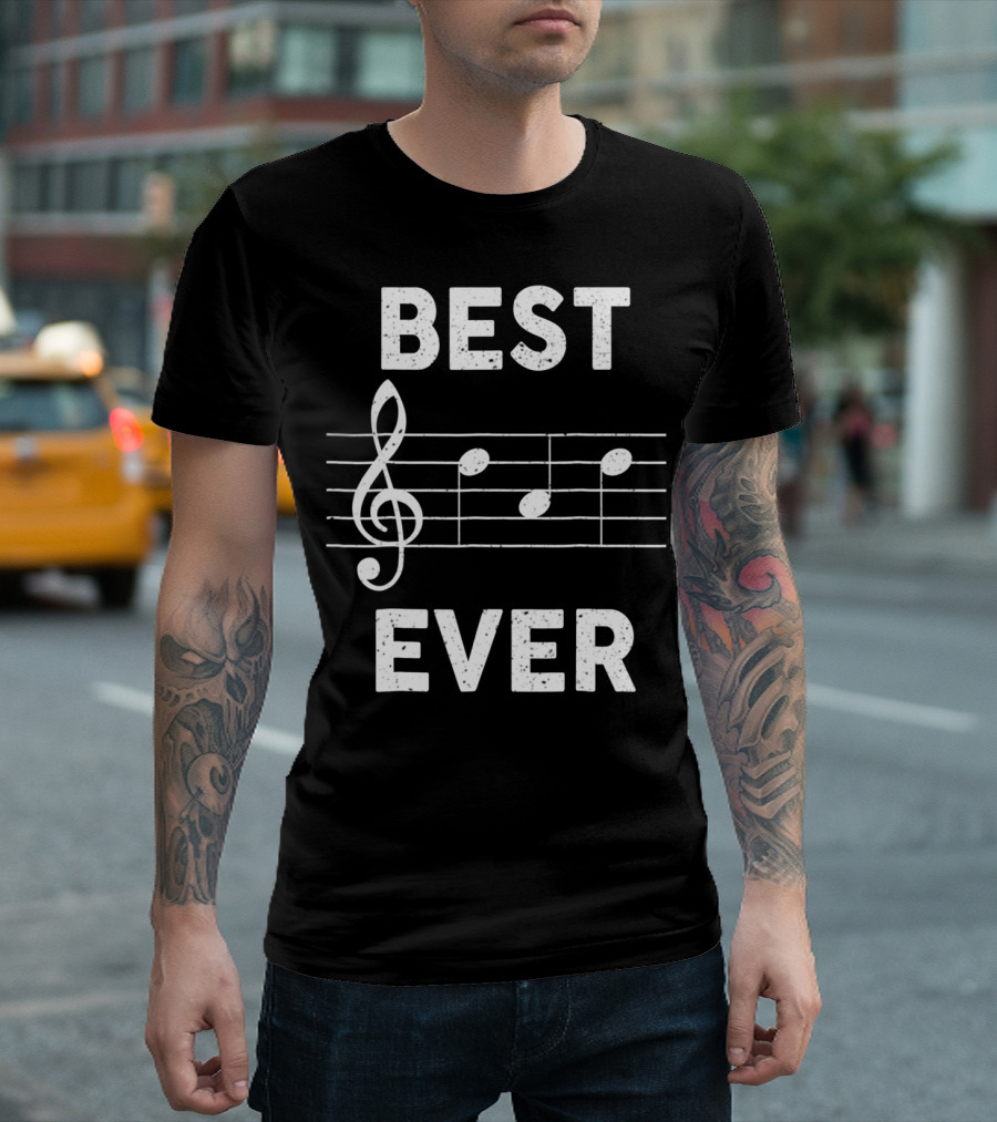 BEST DAD EVER MUSIC NOTES CLEF SYMBOL LYRICS TREBLE CLEF T-Shirt