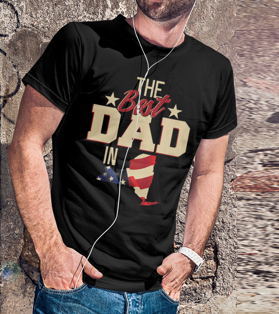 The Best Dad In Patriotic New York With American Flag T-Shirt