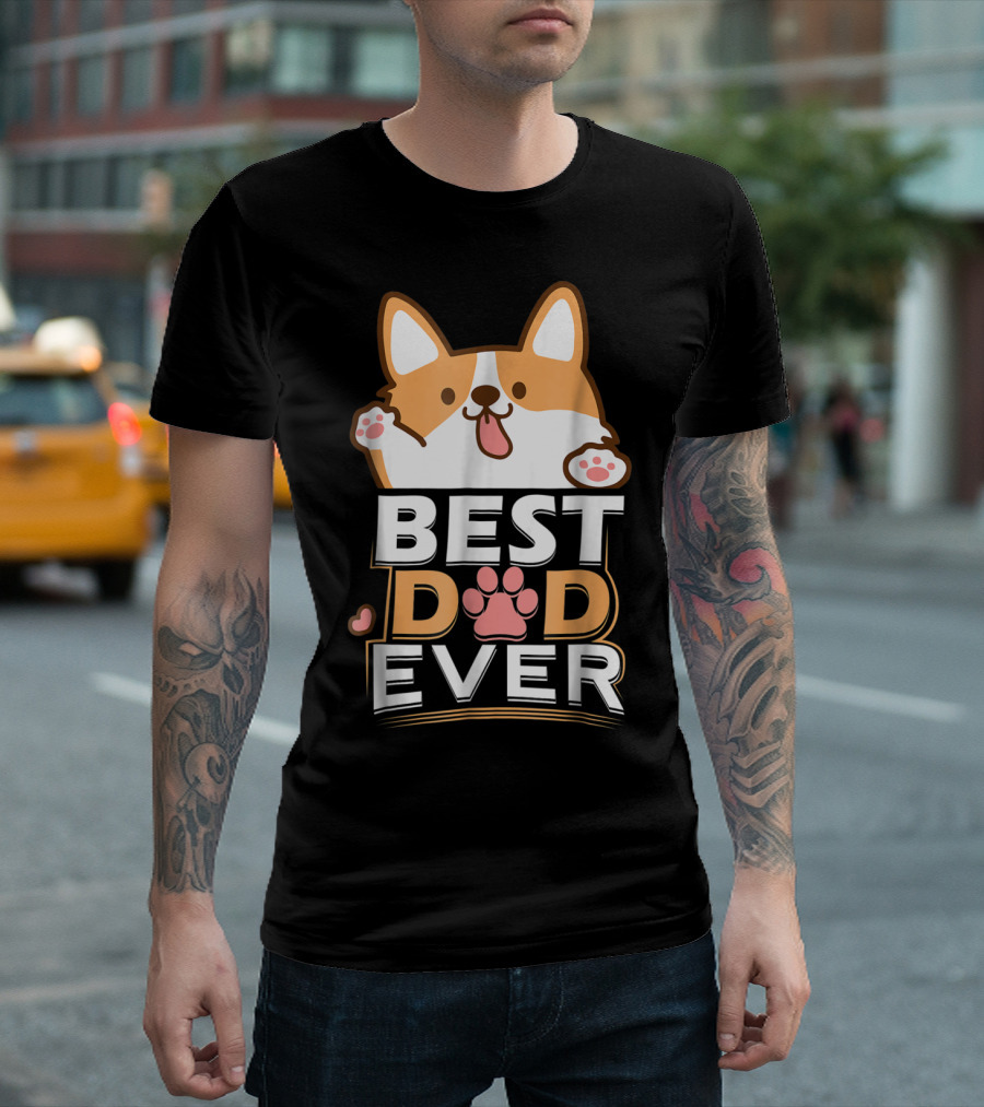 Best Dog Dad Ever Corgi Paws and Ears T-Shirt