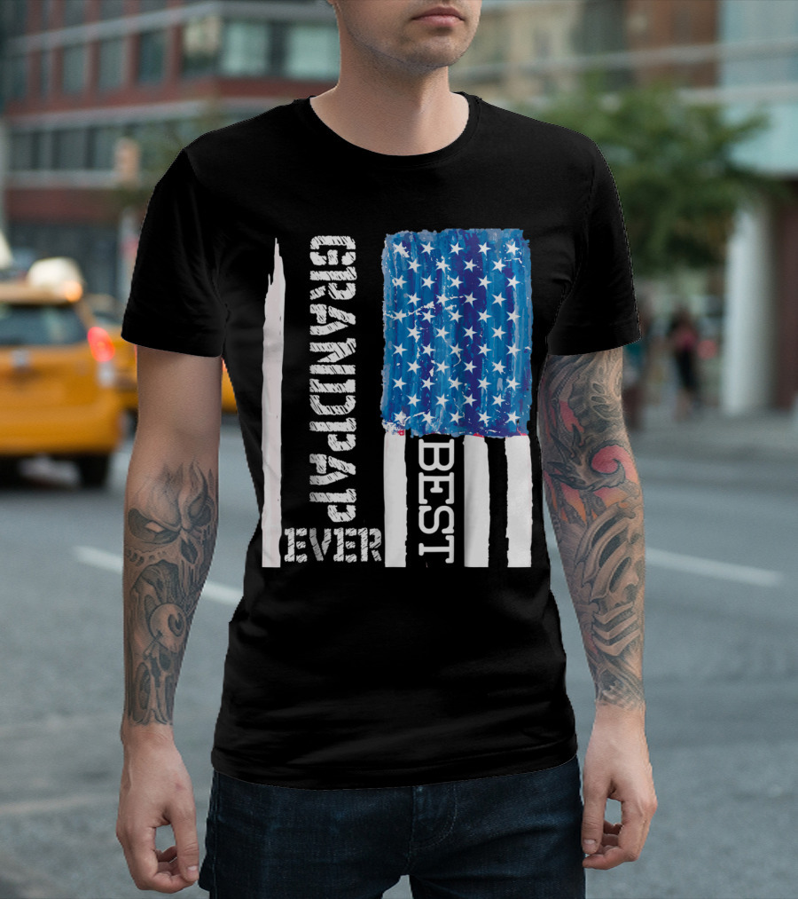 Best Grandpap Ever Distressed American Flag Design 68 T-Shirt