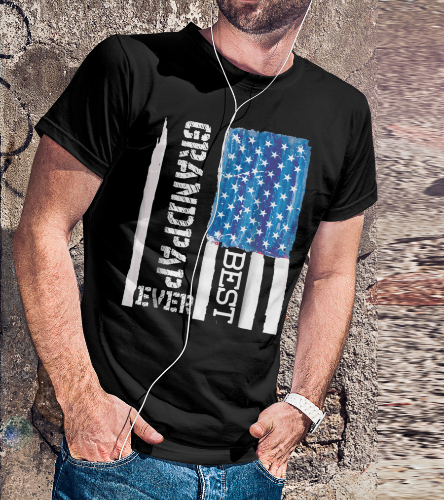 Best Grandpap Ever Distressed American Flag Design 68 T-Shirt