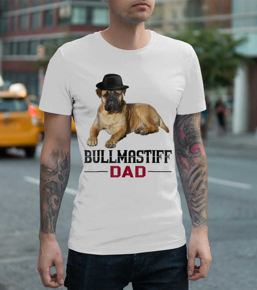 Bullmastiff Dad with Dog Lovers Hat T-Shirt