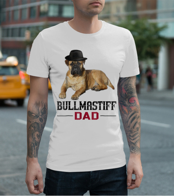 Bullmastiff Dad With Dog Lovers Hat T-Shirt