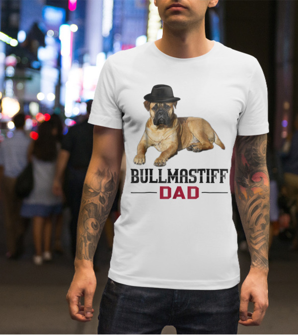 Bullmastiff Dad With Dog Lovers Hat T-Shirt