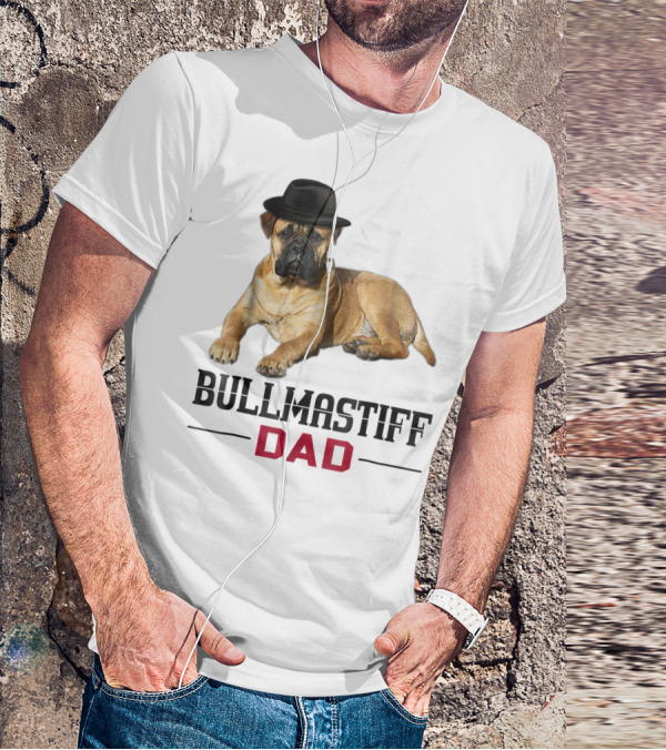 Bullmastiff Dad With Dog Lovers Hat T-Shirt