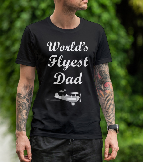World's Flyest Dad Cartoon Airplane Pilot Bday T-Shirt
