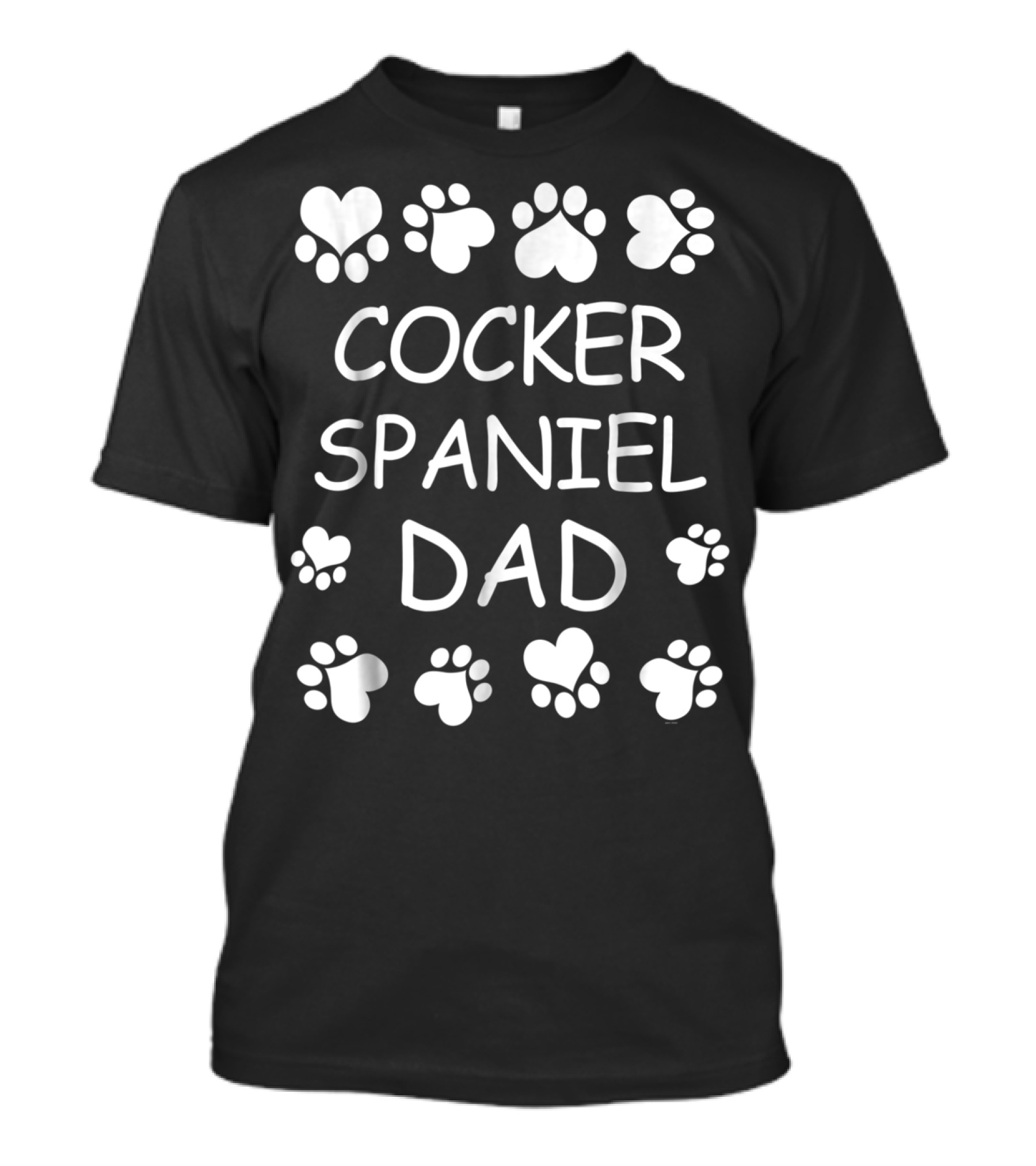 Cocker Spaniel Dad Heart Paw Print Christmas Birthday Lover T-Shirt