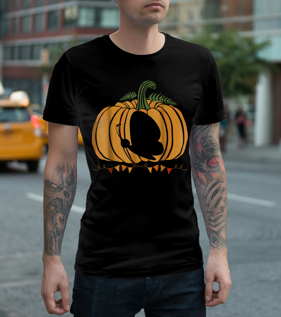 Cool Butterfly And Pumpkin Halloween For Kid Dad Mom T-Shirt