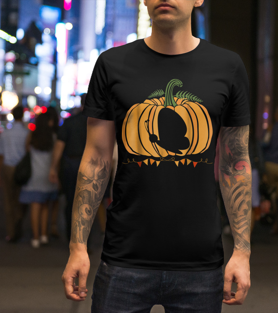 Cool Butterfly And Pumpkin Halloween For Kid Dad Mom T-Shirt