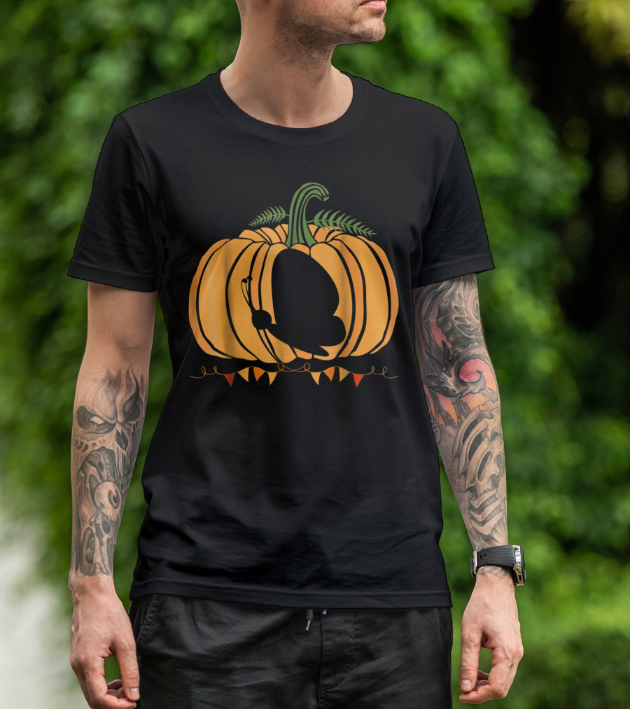 Cool Butterfly And Pumpkin Halloween For Kid Dad Mom T-Shirt
