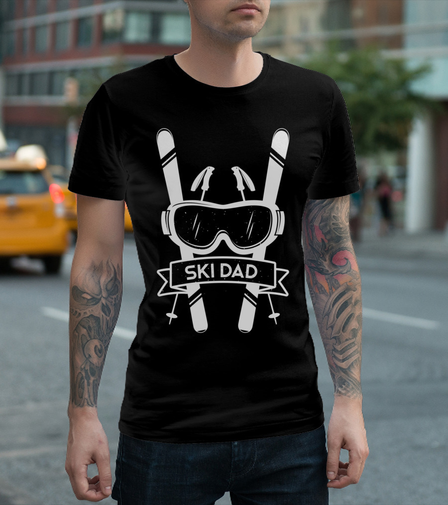Ski Dad Cool Skiers Goggles and Poles T-Shirt