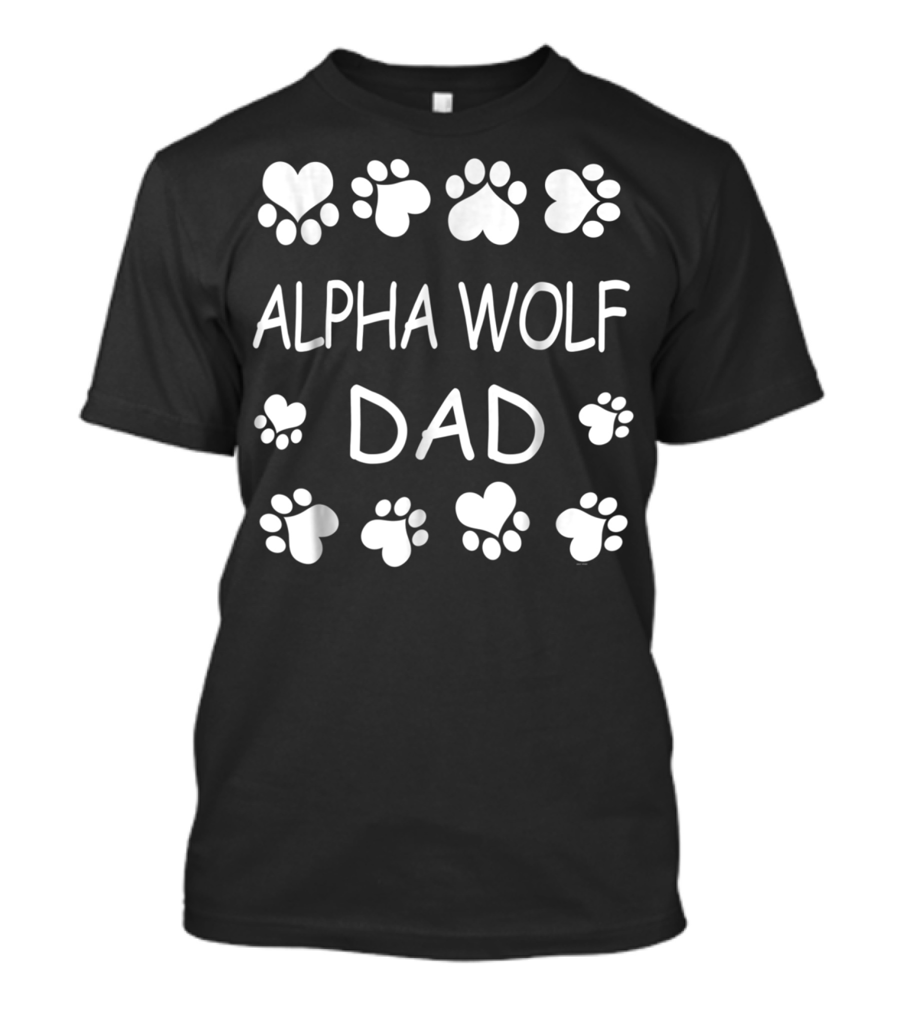 Alpha Wolf Dad Paw Prints Heart Design Christmas Birthday T-Shirt