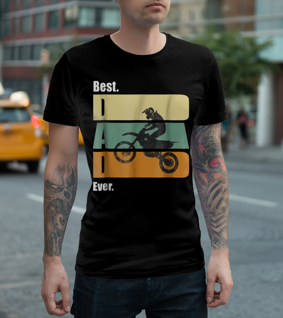 Best Motocross Dad Ever Funny For Fathers Retro Motorcycle Rider T-Shirt