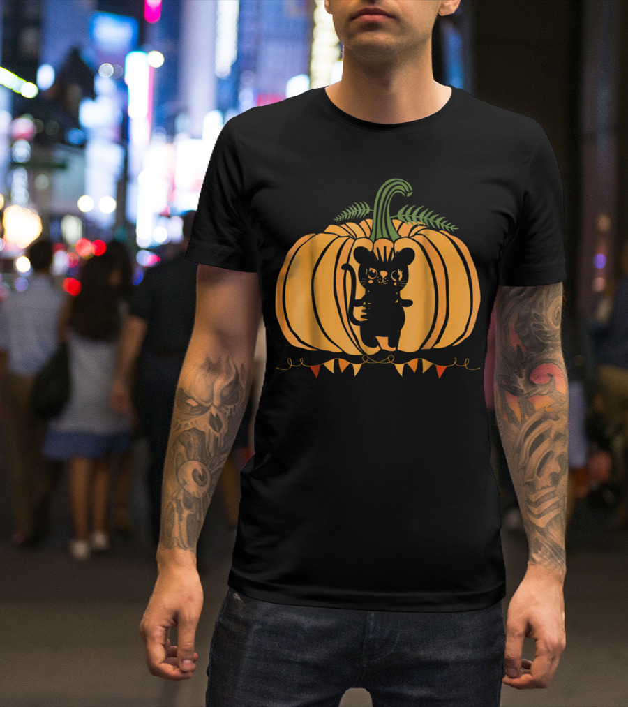 Cool Cat Halloween Pumpkin Dad Mom With Cute Cat Inside Pumpkin T-Shirt