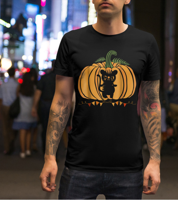 Cool Cat Halloween Pumpkin Dad Mom With Cute Cat Inside Pumpkin T-Shirt