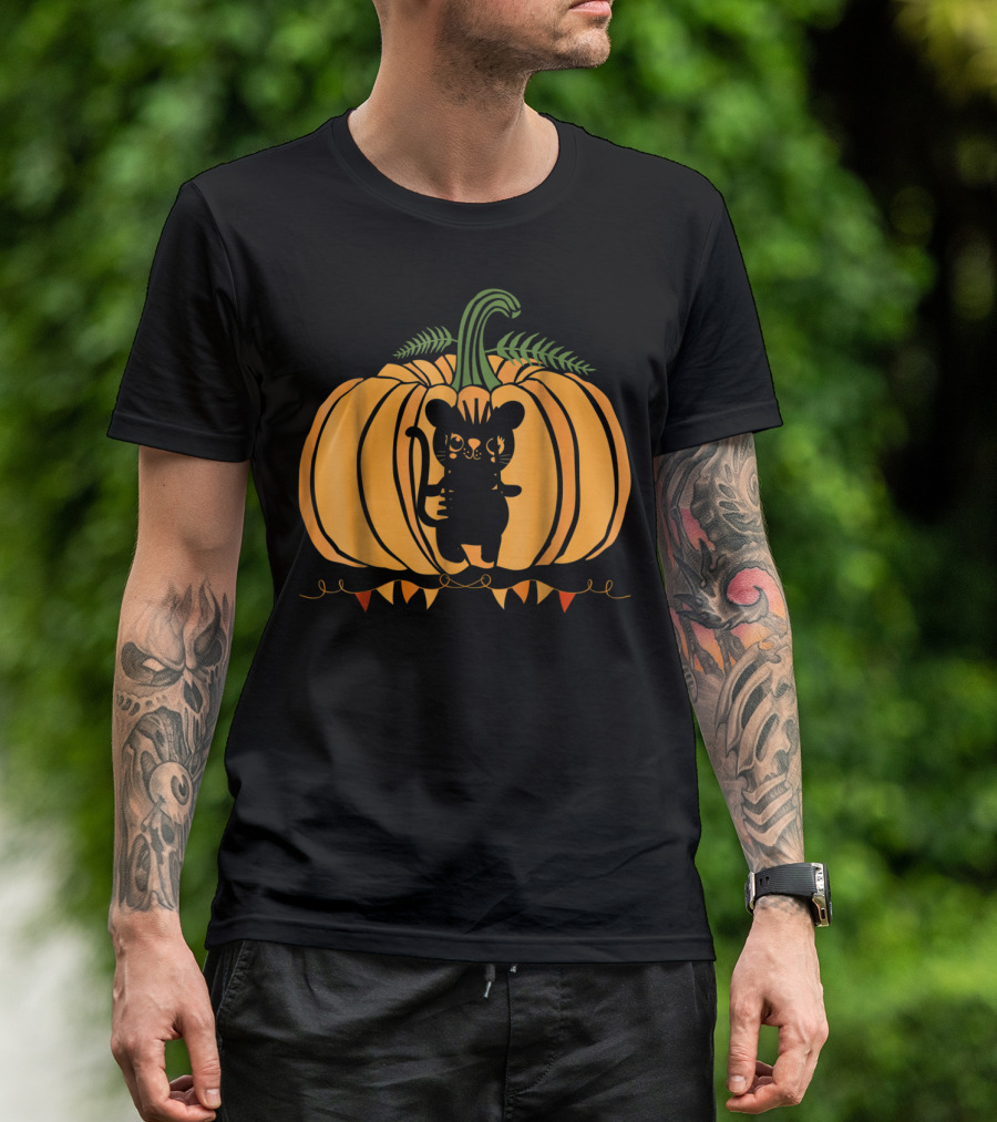Cool Cat Halloween Pumpkin Dad Mom With Cute Cat Inside Pumpkin T-Shirt