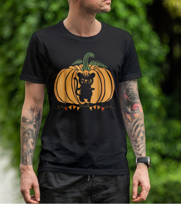 Cool Cat Halloween Pumpkin Dad Mom With Cute Cat Inside Pumpkin T-Shirt