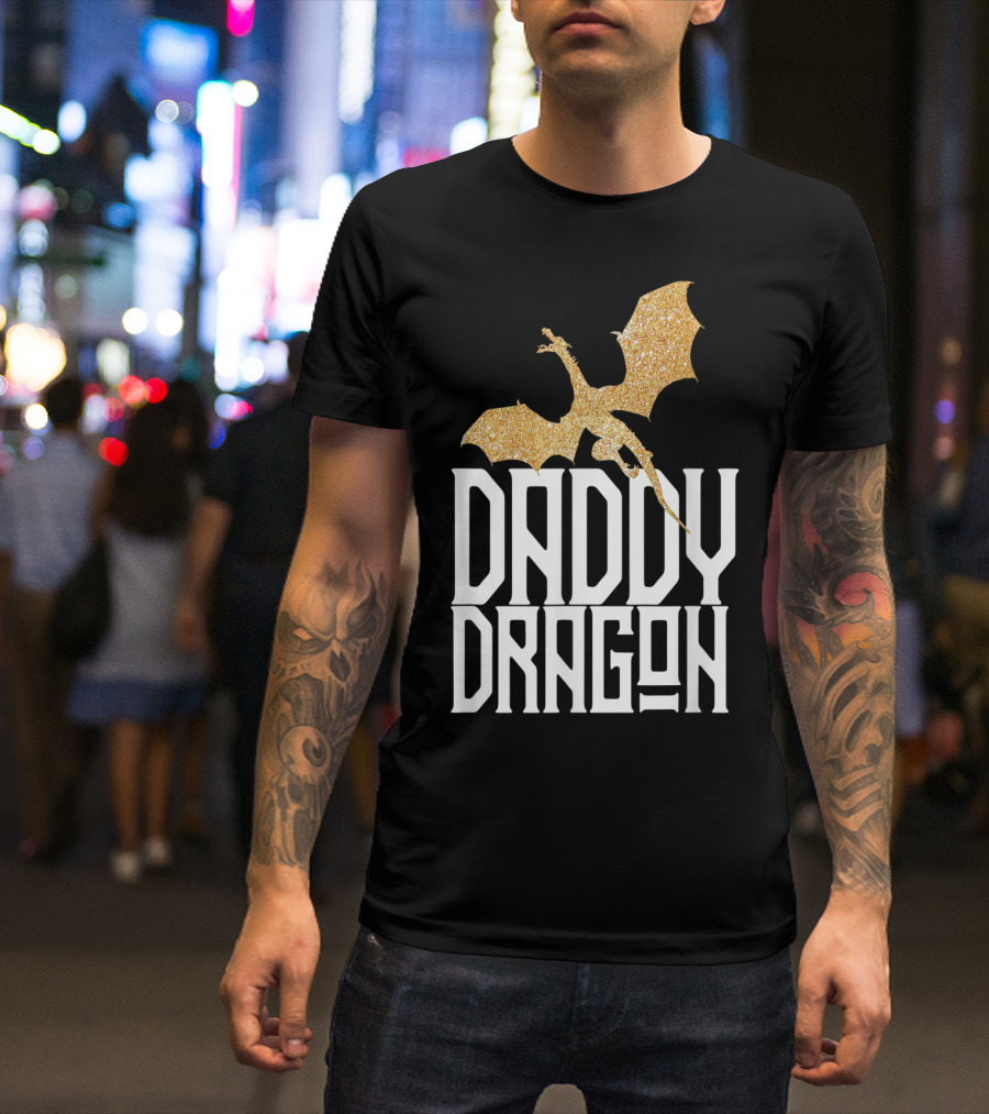 Daddy Dragon Gold Matching Family Tribe Dad Father Dragon T-Shirt
