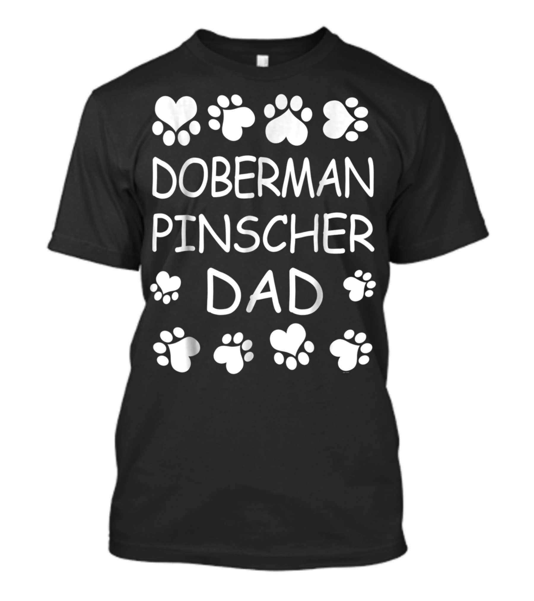 Doberman Pinscher Dad Paw Print Heart T-Shirt
