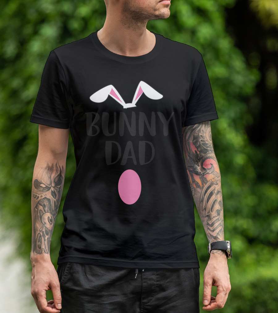 Bunny Dad Easter Bunny Ears Pink Egg T-Shirt