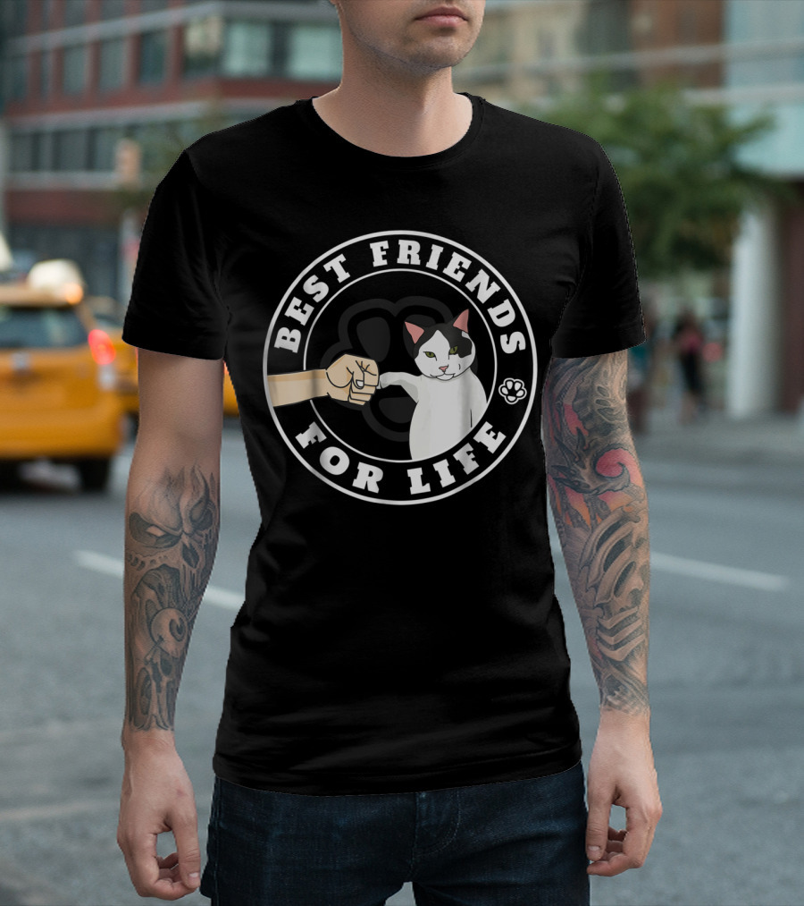 Best Friends For Life Cat Paw Fist Bump Fun T-Shirt
