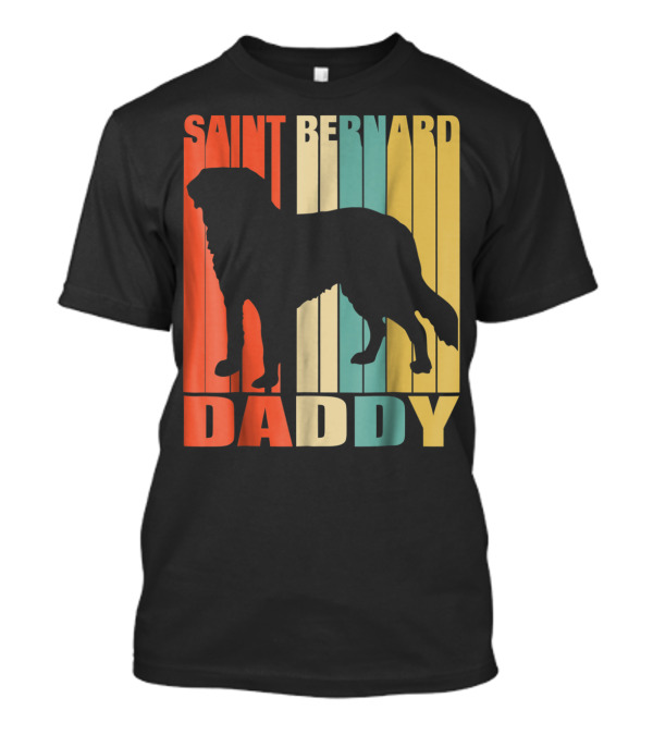 Saint Bernard Daddy Vintage Love Dog87 Retro Stripes T-Shirt