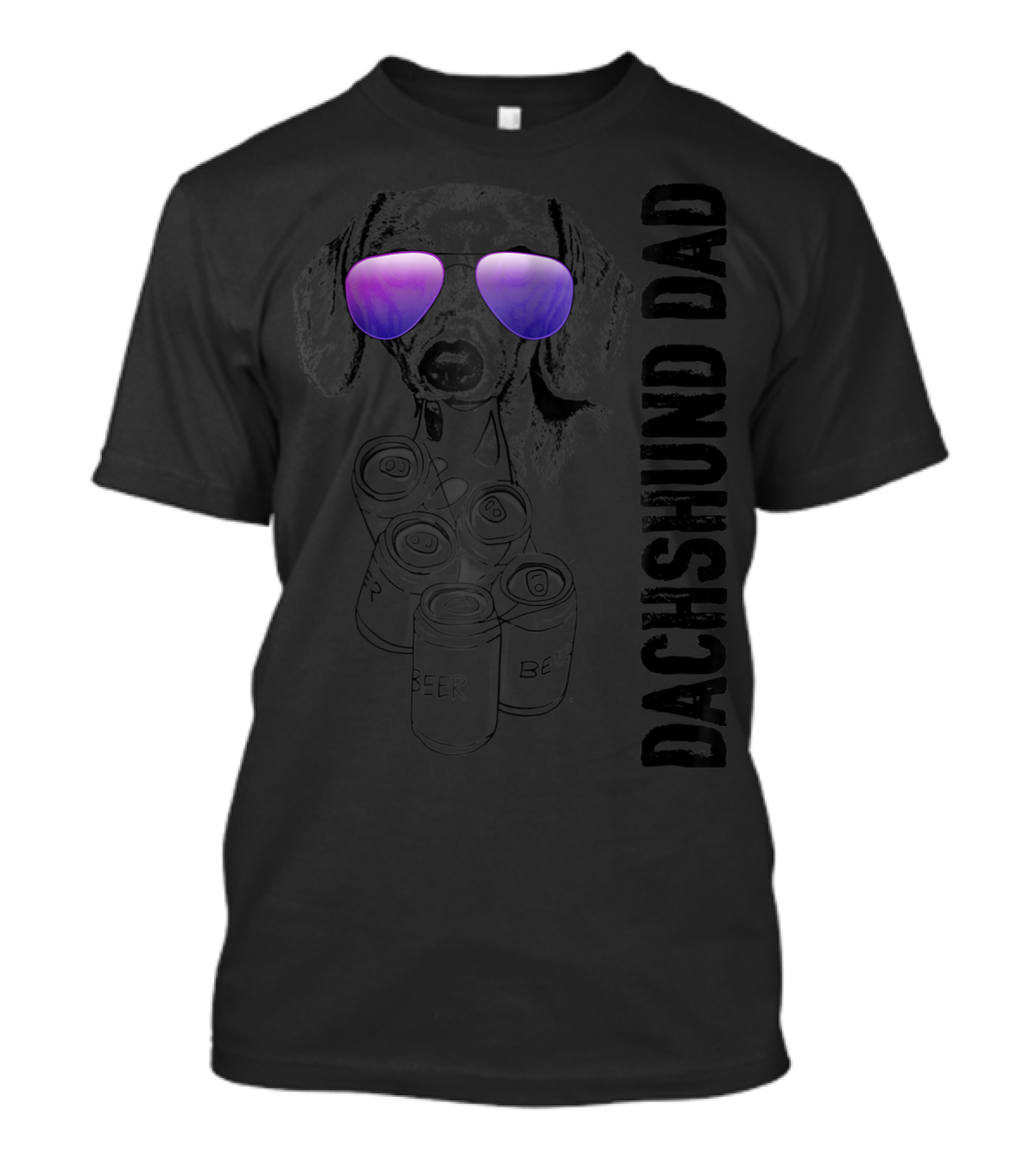 Dachshund Dad With Beer Cans And Sunglasses T-Shirt