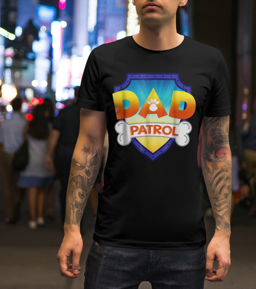 Paw Print Dad Patrol Shield Emblem T-Shirt