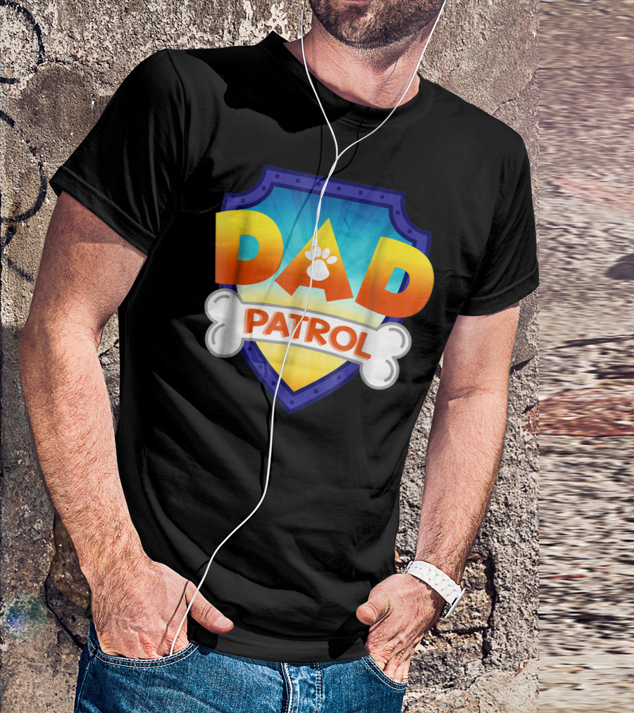 Paw Print Dad Patrol Shield Emblem T-Shirt