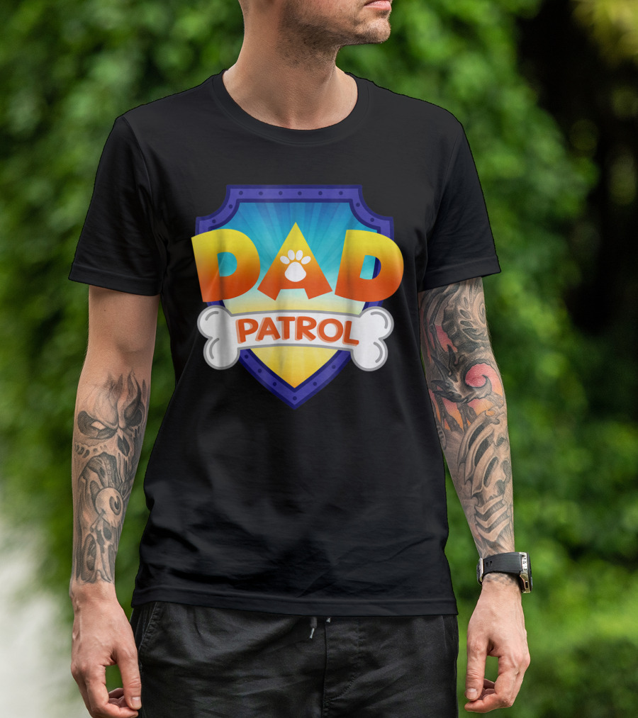 Paw Print Dad Patrol Shield Emblem T-Shirt